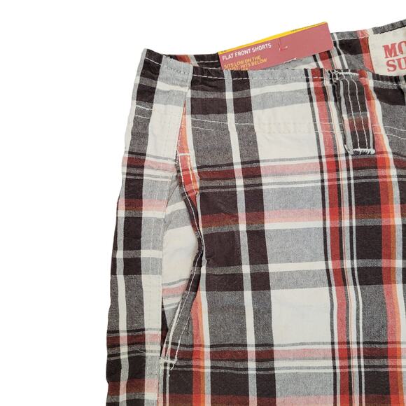 Mossimo Men's Flat Front Bermuda Shorts Size 32 Orange Plaid 100% Cotton Golf - Picture 5 of 12